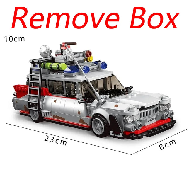 636PCS MOULD KING 27020 10021S Mini Ghost Bus Model ECTO-1 Technical Car Model Toys Assembly Building Block Kit Brick Kids Gifts