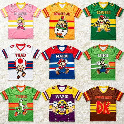 Men Women Super Mario Bros Yoshi Peach T Shirt Parents Kids Summer T-Shirt Children Short Sleeve Cartoon Top For Anime Fans Gift