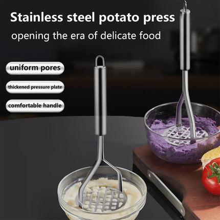 Potato Press Stainless Steel Kitchen Potato Masher Tool Kitchen Gadgets for Pureeing Meat Bean Vegetable Fruit Cooking Home