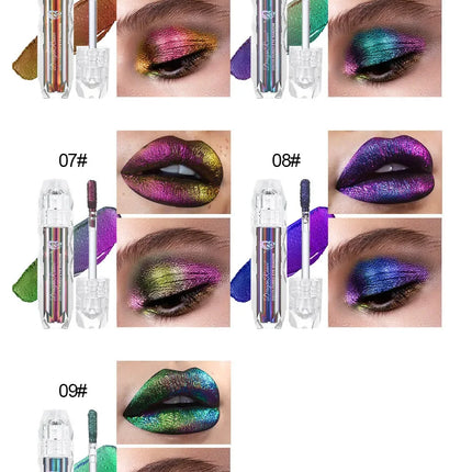 Optical Chameleons Eye Glitter Pigment Monochrome Holographic Navy Blue Green Shiny Metallic Liquid Lip Gloss Eye Shadow Stick