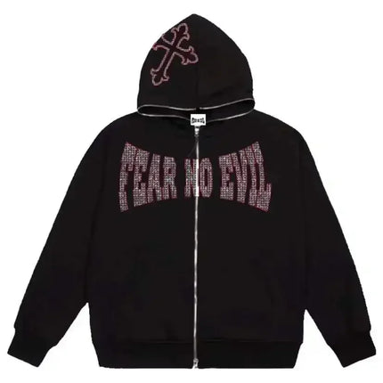 Women Men Y2K Fashion Hoodie Letter Graphics Print Zip Hoodie Clothes Women Hip-hop Long Sleeve Sweatshirt Oversized Top