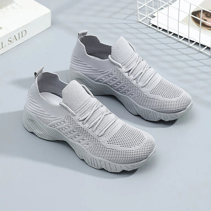 Women's Sneakers Breathable Casual Women Sock Shoes Lace Up Ladies Flats Female Spring Vulcanized Running Zapatillas De Mujer