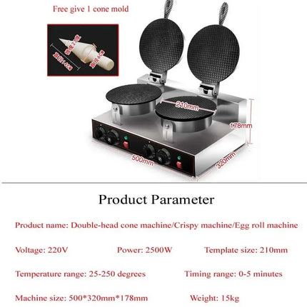 220V Single Head Ice Cream Cone Making Machine Stainless Steel Delicious Crispy Egg Roll Making Machine