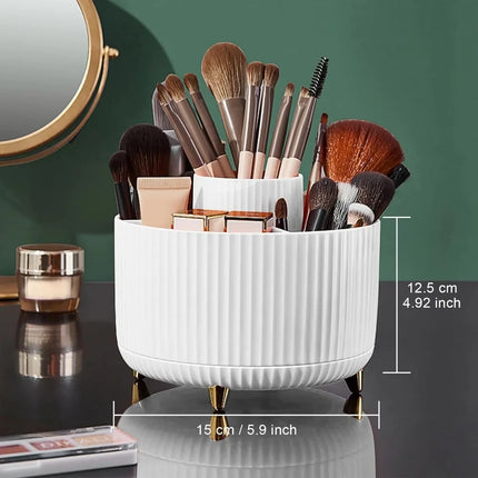 360° Rotating Makeup Brush Organizer, 5-Slot Desktop Holder for Cosmetics, Nail Polish & Art Supplies