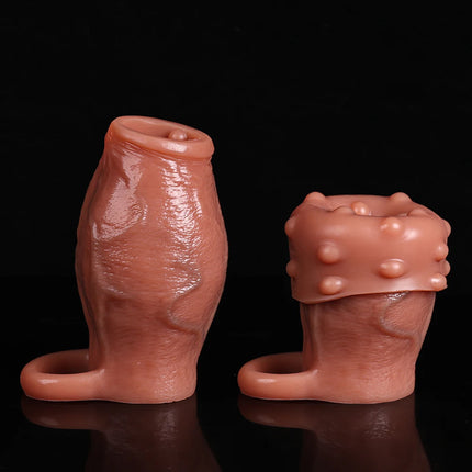 Thicken Cock Sleeve Lock Sperm Penis Ring Adult Men Sex Toy Enlarged and Soft Silicone Dick Sleeve Enlargement Sexy Toy Male 18+