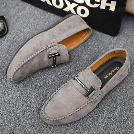 2025 Spring and Autumn driving soybean shoes business casual men's shoes versatile comfortable work shoes black and grey