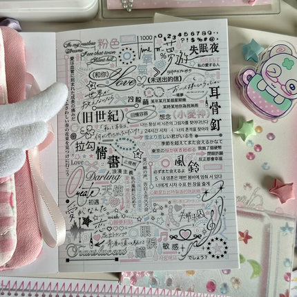 New Pink Color Wish Angel Sticker Book Text Sticker Material Ins High-value Hand Account Diy Collage Decoration Material Gift
