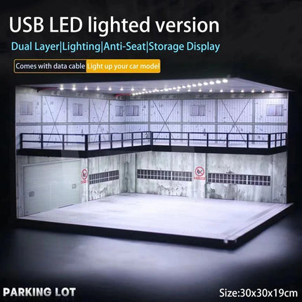 1/18 1/24 1/32 1/64 Scale LED Lighted Parking Lot Display Multi-Scale Car Garage Diorama for Hot Wheels & Matchbox Collection