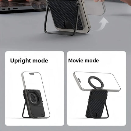 Ultra-Thin Magnetic Phone Holder with Multi-Functional Wallet Portable Double-sided Magnetic Stand with Anti-lost Hook and Strap