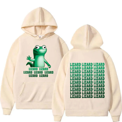 Interesting lizard meme pattern letter print men's hoodie retro fashion hoodie autumn and winter hoodie
