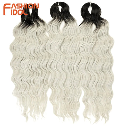 Anna Hair Synthetic Loose Deep Wave Braiding Hair Extensions 24 Inch Water Wave Braid Hair Ombre Blonde Twist Crochet Curly Hair