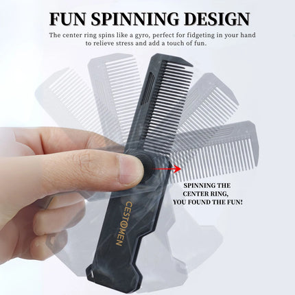 1/2PCS Marble Pattern Beard Folding Comb With Key Chain Mini Mustache Comb Men Portable Travel Beard Care Hair Styling Tool Comb