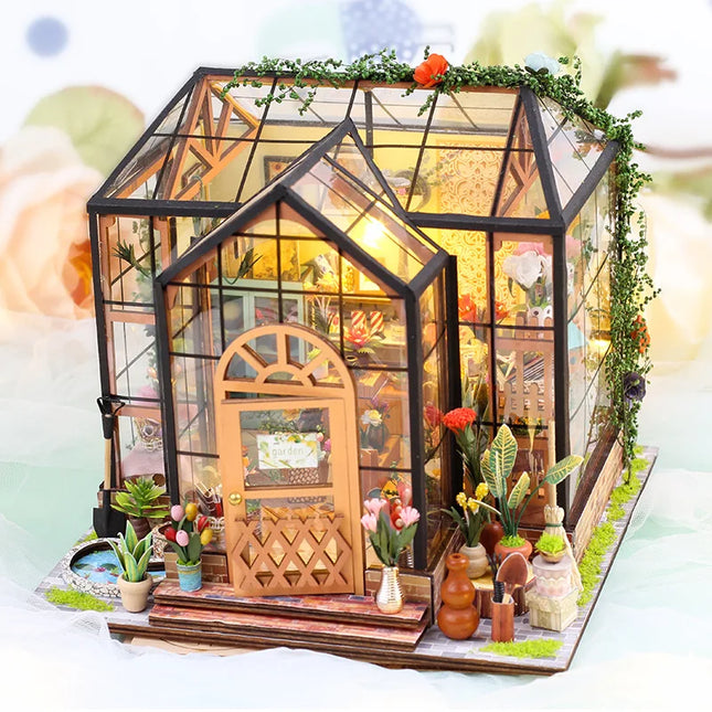 DIY Assembly Handmade Cottage 3D Stereoscopic House Book Stand Series Lighting Puzzle Toys Desktop Decoration Model Girls Gifts
