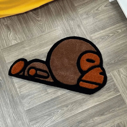 VIKAMA Cute Cartoon Monkey Pattern Bedroom Carpet Soft Comfortable Non-Slip Area Rug For Children Kids Room Indoor Home Decoration