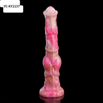 YOCY 12 Inch War Horse Dildo 6.5cm Thick Armor Knot Anal Stimulator Soft Silicone Animal Penis With Sucker Sex Toy For Women Men