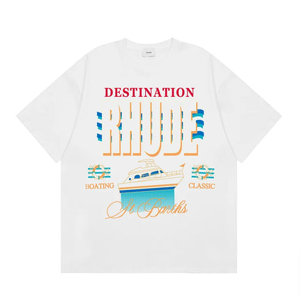 2026 New  RHUDE Men's Print Casual Shorts Loose Fit Nylon Drawstring Basketball Street Beach Shorts with Pockets Fast Delivery