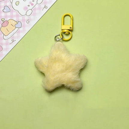 Fluffy Fur Multicolour Star Key Ring Pom Pom Starfish Plush Doll Stars Plush Keyring Soft Fluffy Stars Backpack Pendant
