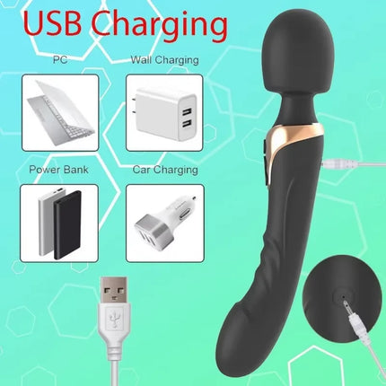 Dual Motor Silicone Vibrator Masturbation Soft Stick Dildos AV Magic Wand G-Spot Clitoris Stimulator Adult Sex Toy for Women