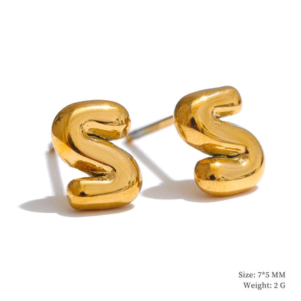 Yhpup 26 Initial Letter A-Z  Stainless Steel Gold Color Stud Earrings 18K PVD Waterproof Plated Daily Versatile Basic Jewelry