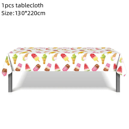Ice Cream Theme Disposable Tablecloth Happy Birthday Party Decoration For Home Summer Wedding Birthday Baby Shower Decor