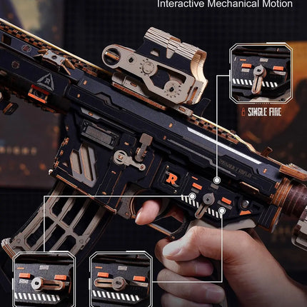 ROKR Wooden Mechanical Model Kit with Rubber-Band Motion LQB02 410-Piece Build Approx 7-Hour Project Adjustable Rear Support