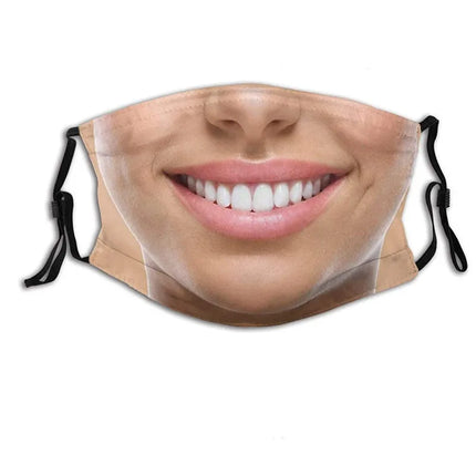 Personalized Social Funny 3D Facial Expression Masks Women Men Prom Party Ride Breathable Mouth Face Mask Creative Printed Masks