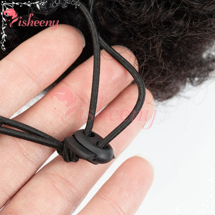 PHVA Model Kinky Curly Hair Bun, Adjustable Drawstring Afro Puff, Instant Volume Updo Hairpiece