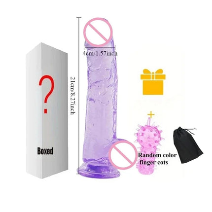 Woman Realistic Purple Anal Butt Plug Dildo Masturbator Soft Penis Beginner Dildo With Strong Suction Cup Anal Adult Sex Toys 18