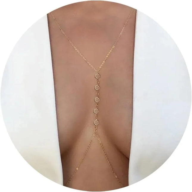 Summer Beach Crystal Belly Waist Chain, 26 Inches Body Chains for Women, Layered Rhinestone Crossover Bikini Bra Body Jewelry