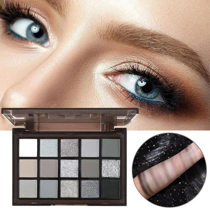Smoky Black Eye Shadow Palette 15 Colors Black Gray Rose Eyeshadow Lasting Shimmer Eyes Makeup Dark Gothic Eye Shadow Plate