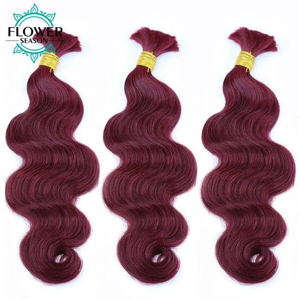 Bulk Human Hair For Braiding Body Wavy Double Drawn Color 30 27 99J Bulk Hair Wholesale for Boho Braids Hair Extensions