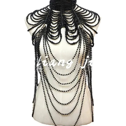 Sexy Accessories Women Bikini Pearl Chest chain Body Chain Jewelry Totally Hand-made Bra Fringed For Beach Nightclub Waist Chain