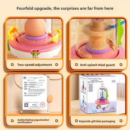 Creative Electric Mini Fingertip Pottery Wheel Kit Non Bake Clay DIY Craft Set for Kids Primary School Students Birthday Gift