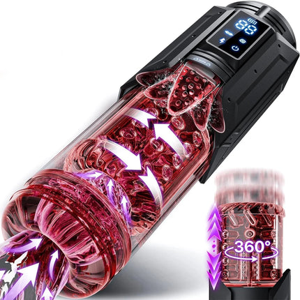 Male Masturbator Stroker with 7 Sucking Thrusting Rotating & 7 Licking Adult Toys, Pocket Pussy Mens Sex Toy Blowjob Sex Machine