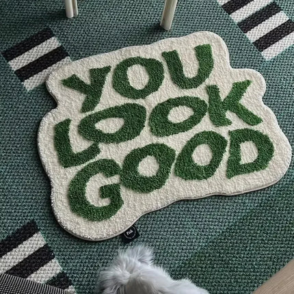 Irregular Letter Floor Mats, Soft And Anti-Slip Faux Cashmere Area Carpets, Bedroom Chair Floor Mats, Home Decoration