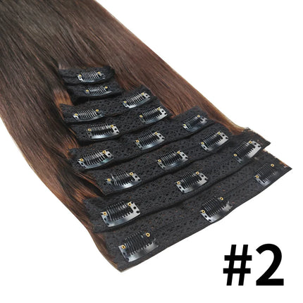 120G/8Pcs Straight Clip Ins 100% Unprocessed Human Hair Extensions Brazilian Remy Virgin Hair Natural Black Full Head For Women
