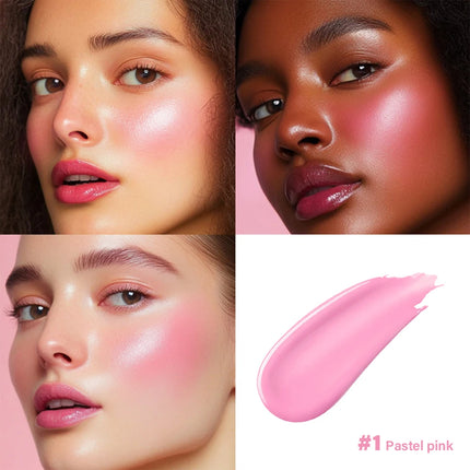 Cheek Blusher All-Day Liquid Blush Long-Lasting Buildable Ultra-Blendable Blush Liquid New Sponge Applicator Cheek Stain Makeup
