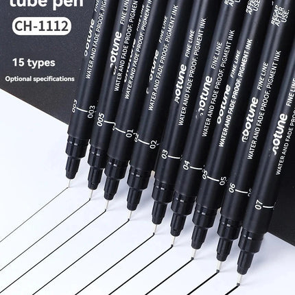 15/3 Size Fineliner Pens Black Micro Pigment Liner Pen Multiliner Drawing Pen for Artist Sketching Drawing Drafting Comic Design