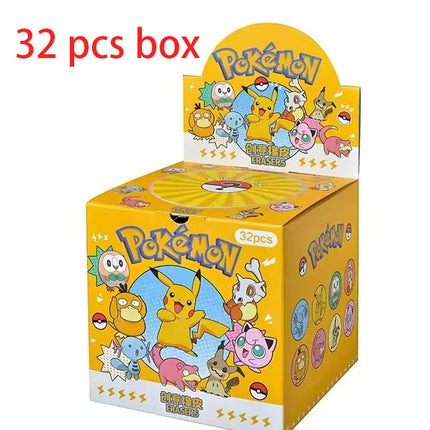 32Pcs Pokemon Pikachu Mystery Eraser Blind Bags Surprise Collectible Erasers Cute Cartoon Stationery for Student Prizes toy