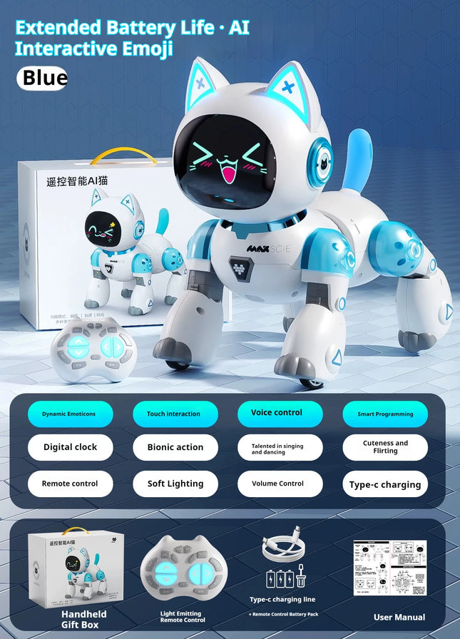 Ai Remote Control Dancing Cat Robot Expression Interactive Intelligent Pet Toy Suitable For Girls Aged 3 To 6 As Birthday Gifts