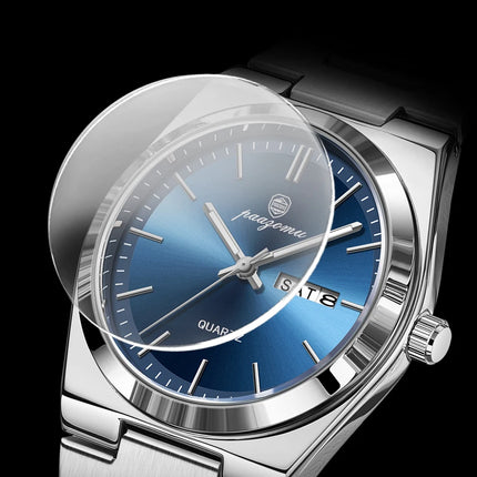 PAAZOMU Luxury Sport Quartz Man Wristwatch Waterproof Luminous Date Week Men Watches Stainless Steel Men's Watch Male Watch+box