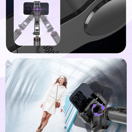 C22 AI Face Tracking Handheld Gimbal Stabiliser 360° Rotation Shoot Selfie Stick Tripod for Mobile Phone, 1/4'' Screw for Camera