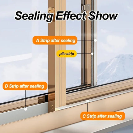Self-Adhesive Window Seal Strip Set Windproof Soundproof Draft Proof for Plastic Steel Sliding Windows Dustproof Sealing Strips