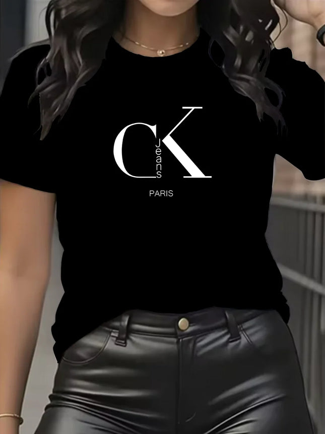Summer luxury brand fashion cartoon letter print crew neck short sleeve T-shirt trendy women's summer Y2K top