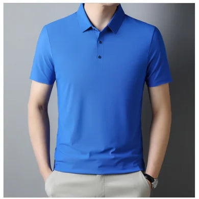 Summer New Men's Short Sleeve Ice Silk POLO Shirt Fashion Simple Men's Business Casual Pullover Large Size 5XL