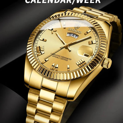 Fashion Men's Quartz Watch, Top Brand Sports Quartz Men's Watch, Stainless Steel Waterproof Date Week Watch, Men's watches for men