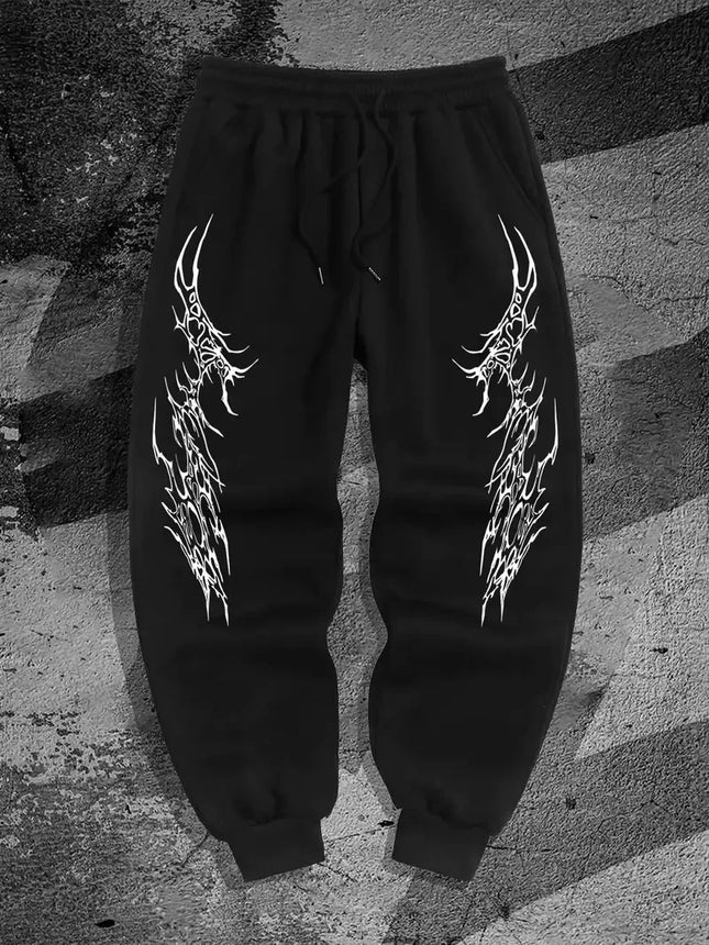 Harajuku Red Spider Lily Print Casual WideLeg Cargo Pants Japanese Unisex Street Fashion Loose Fit Comfortable Oversize Daily