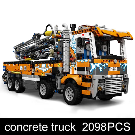 NEW 2098Pcs Heavy-Duty Tow Truck Building Kits Pneumatic Concrete Pump Truck Bricks Engineering Toy for Kids Christmas Gift