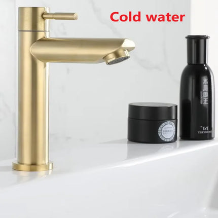 SUS304 single cold Tap brushed Gold basin faucet bathroom faucet Water Faucet Waterfall Bathroom Tap 304 Stell Stainless