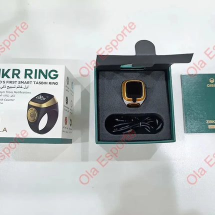 Qibla Smart Tasbih Tally Counter for Muslims Zikr Ring Digital Tasbeeh 5 Prayer Time Vibration Reminder Waterproof Qibla Subhah